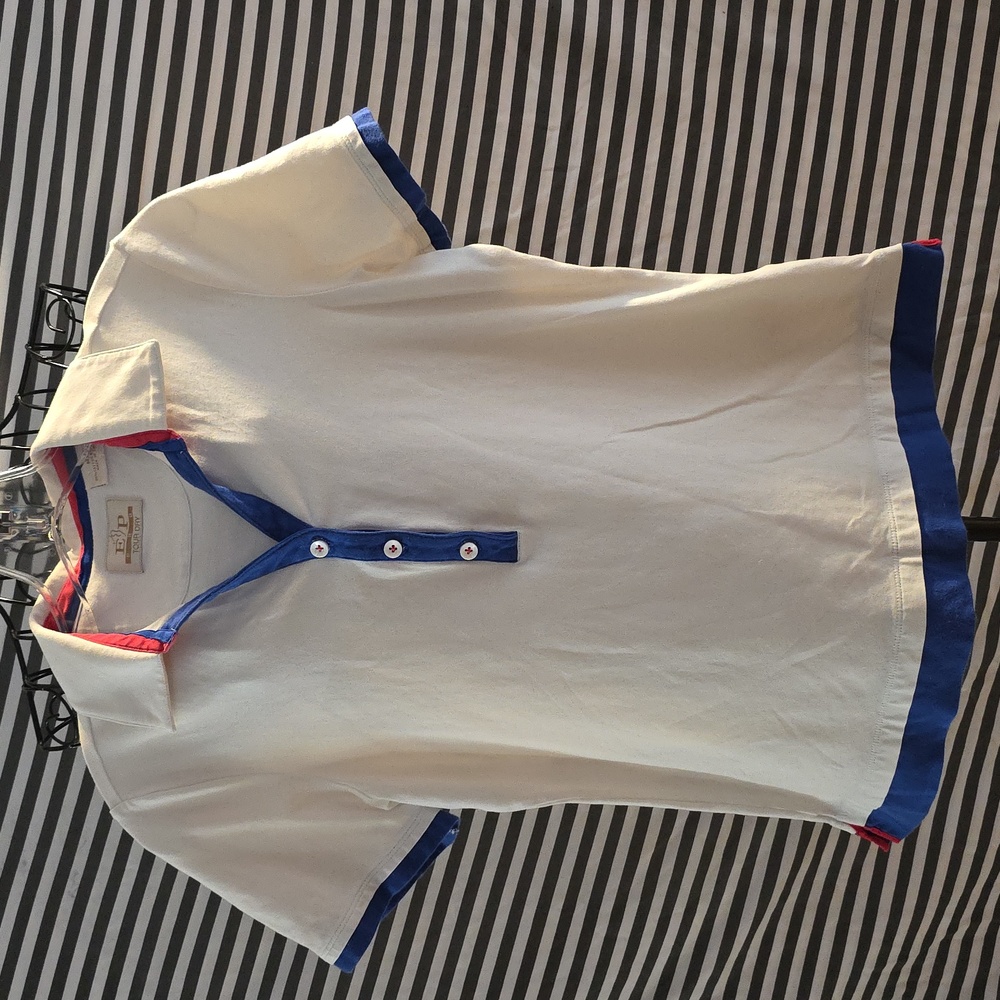 EP Pro White Polo Shirt Womens Size Medium W Pink & Blue Trim